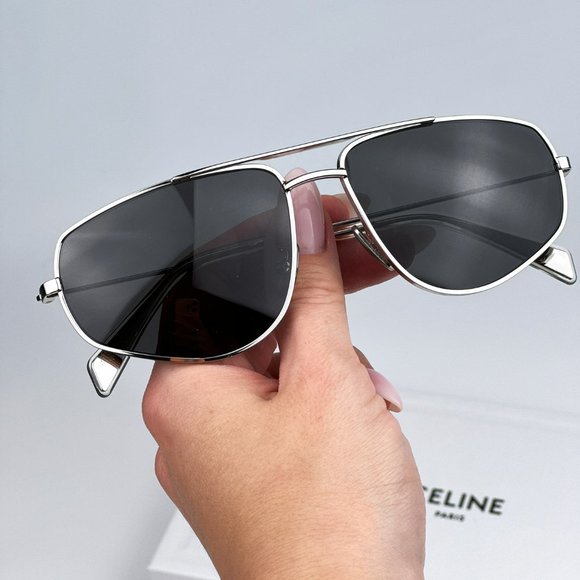 Celine CL40083U 16A Sunglasses Palladium Smoke Pilot Unisex CL 40083U - Picture 2 of 14